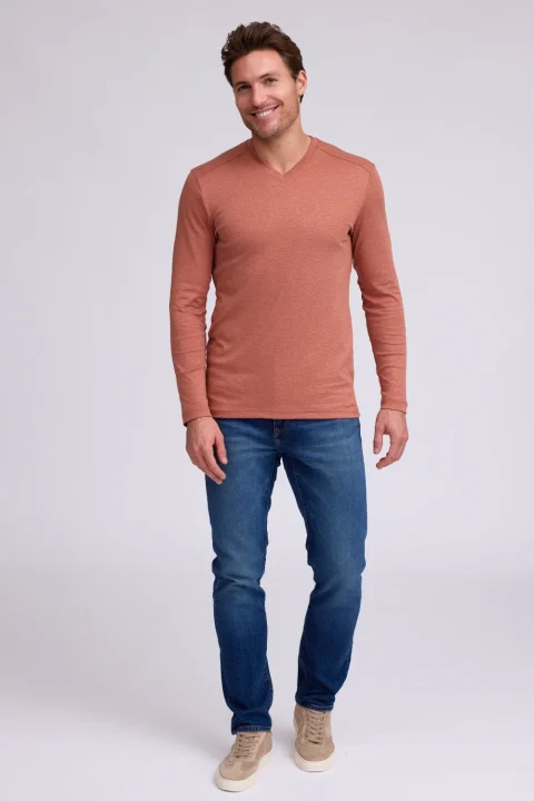 Raffi Aqua Cotton V-Neck - RW12831-Spice